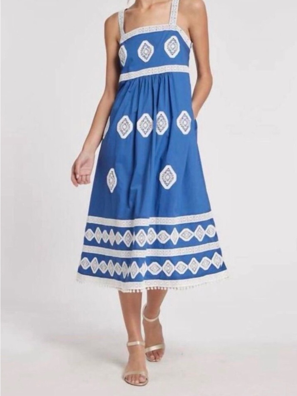 Tyler Boe Candy Embroidered
Cotton Midi Sundress Blue